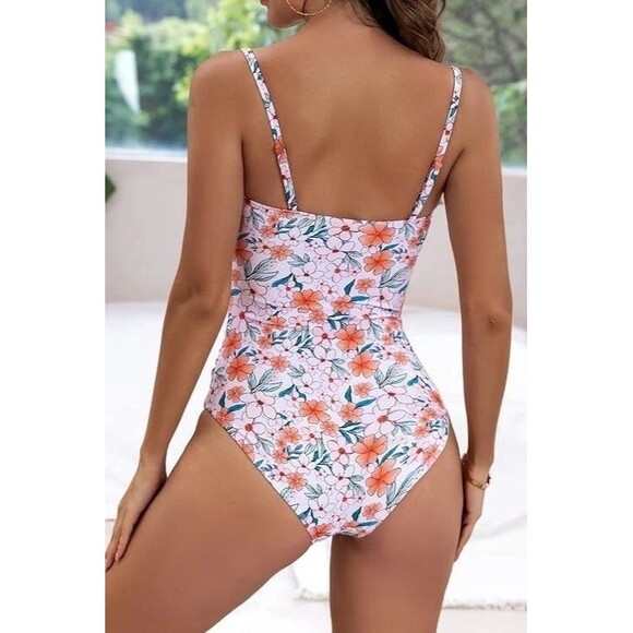 Womens Floral Sz S One Piece Swimsuit Tummy Control Ruched Eomenie New No Tags - Picture 4 of 12